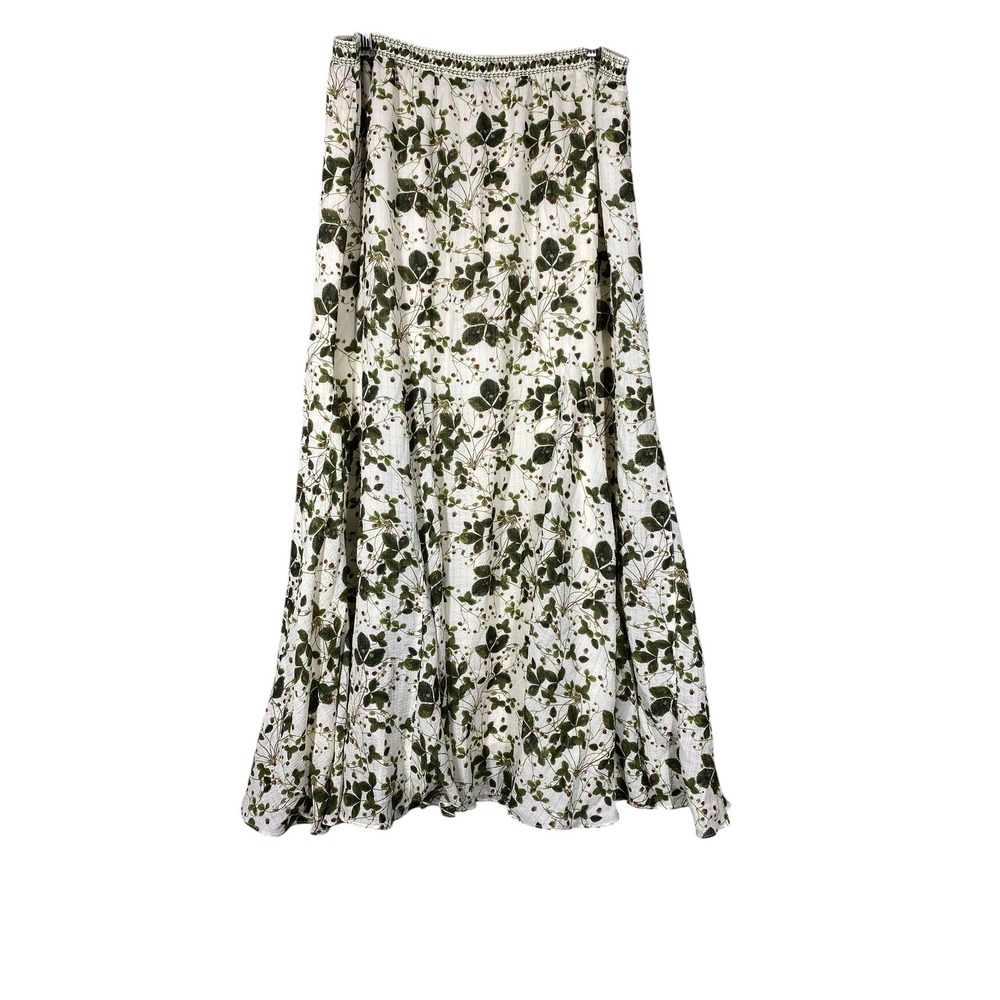 Max Studio London Maxi Skirt Womens M White Floral Smocked Excellent 5706Y13A